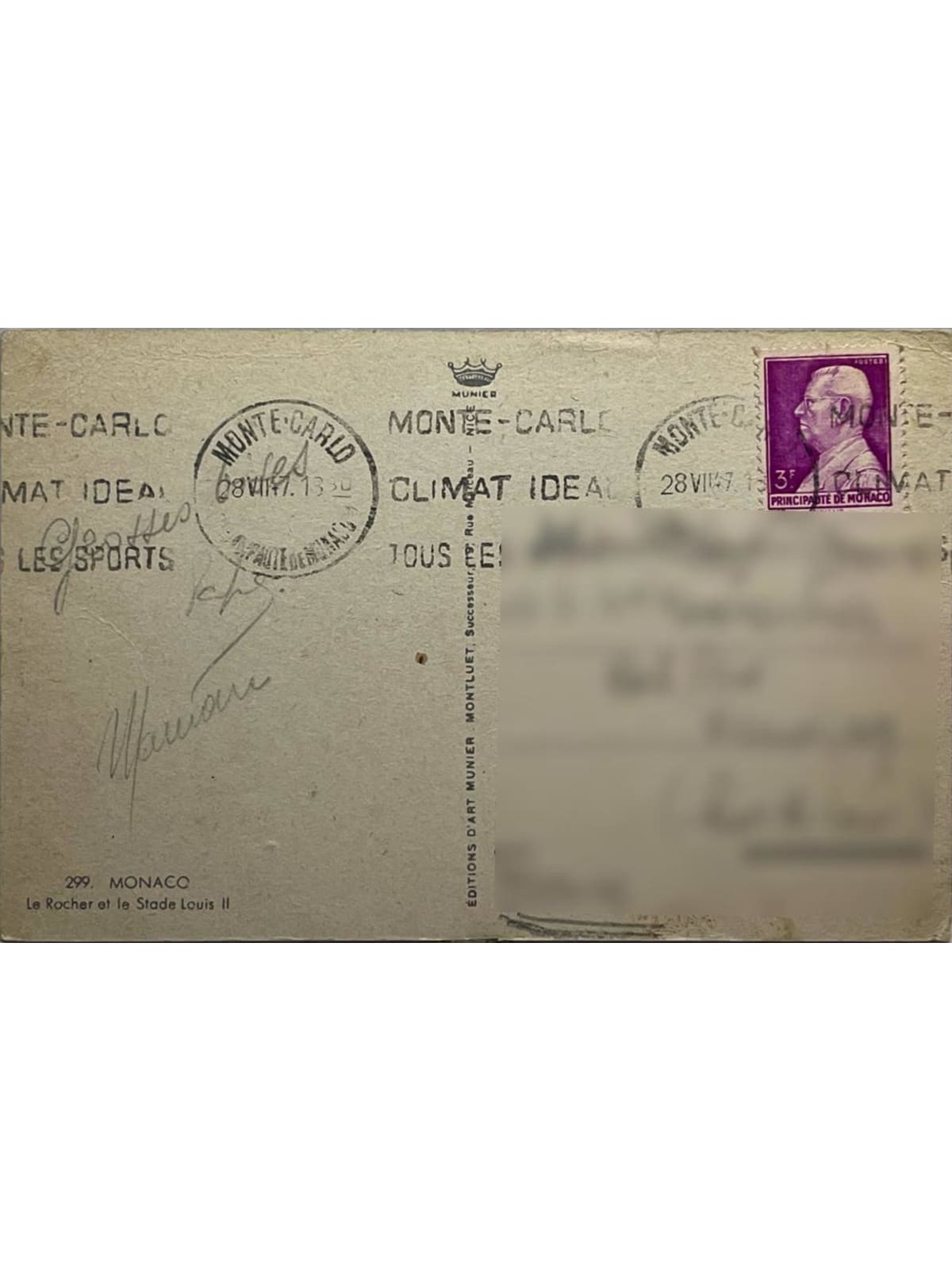Verso de la carte postale
