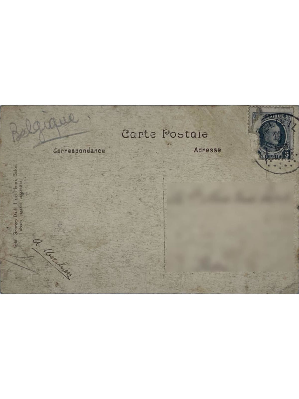 Verso de la carte postale