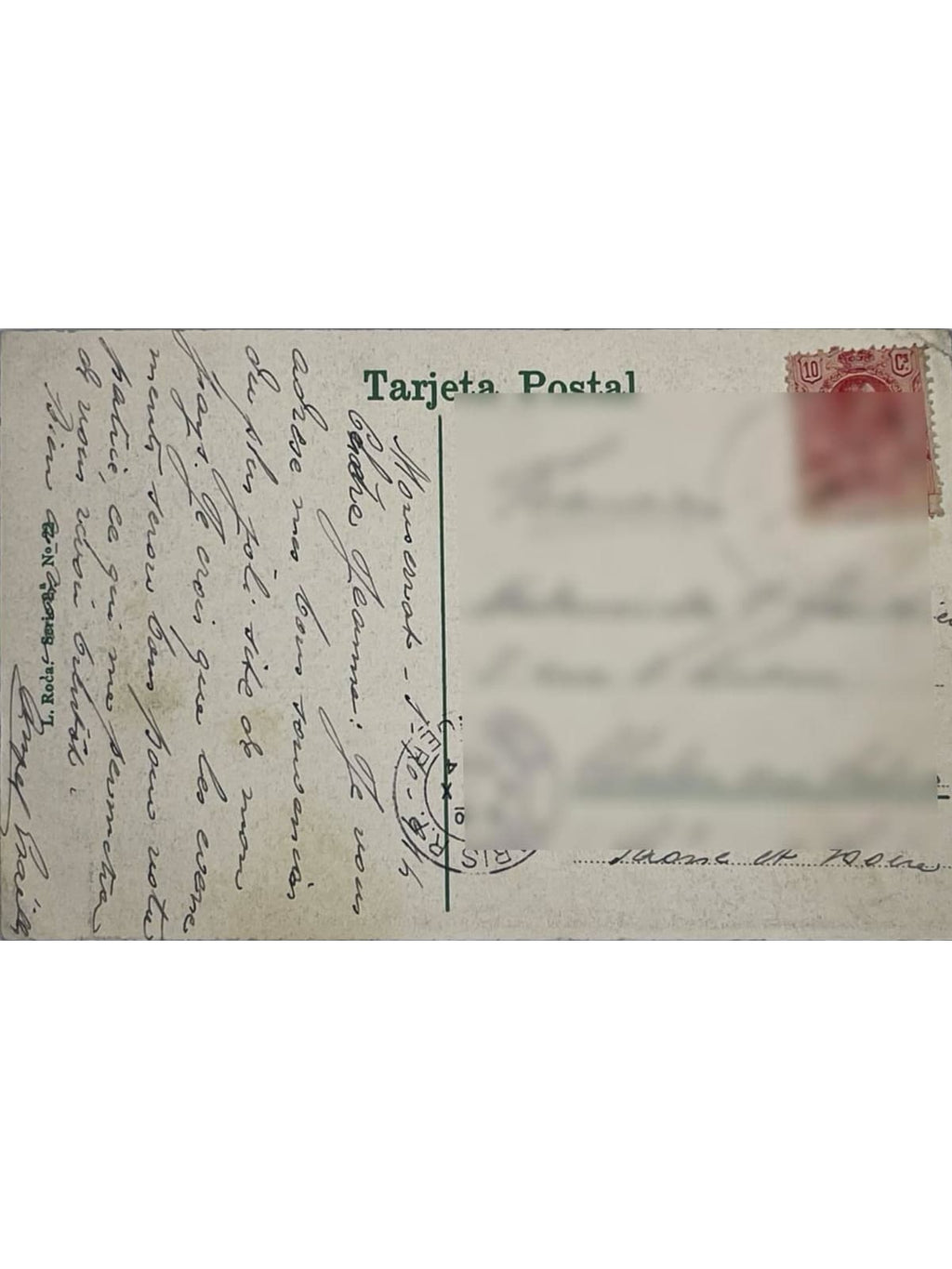 Verso de la carte postale