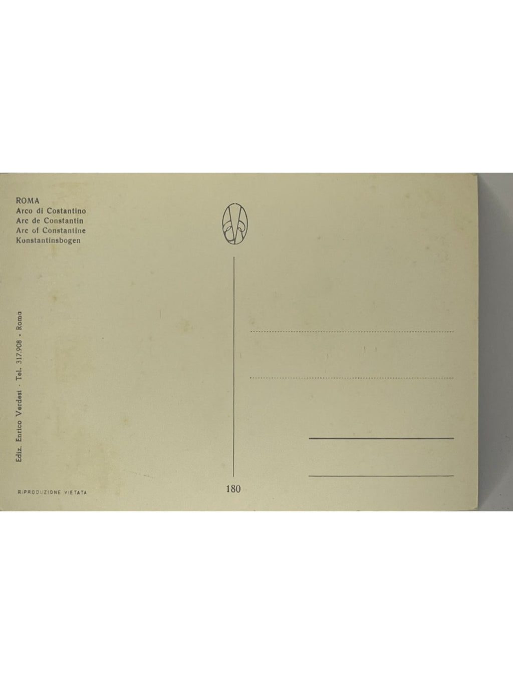 Verso de la carte postale