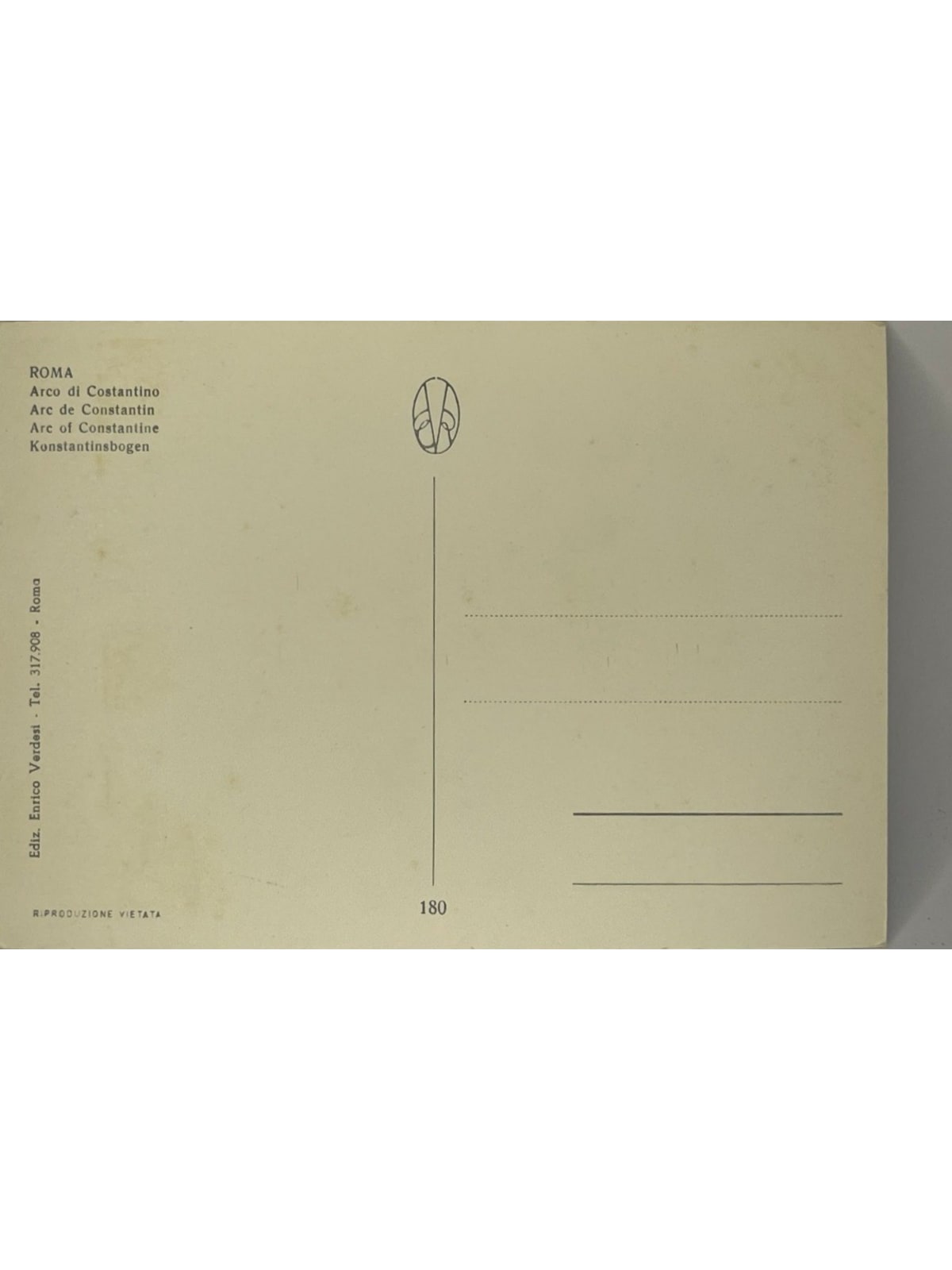 Verso de la carte postale
