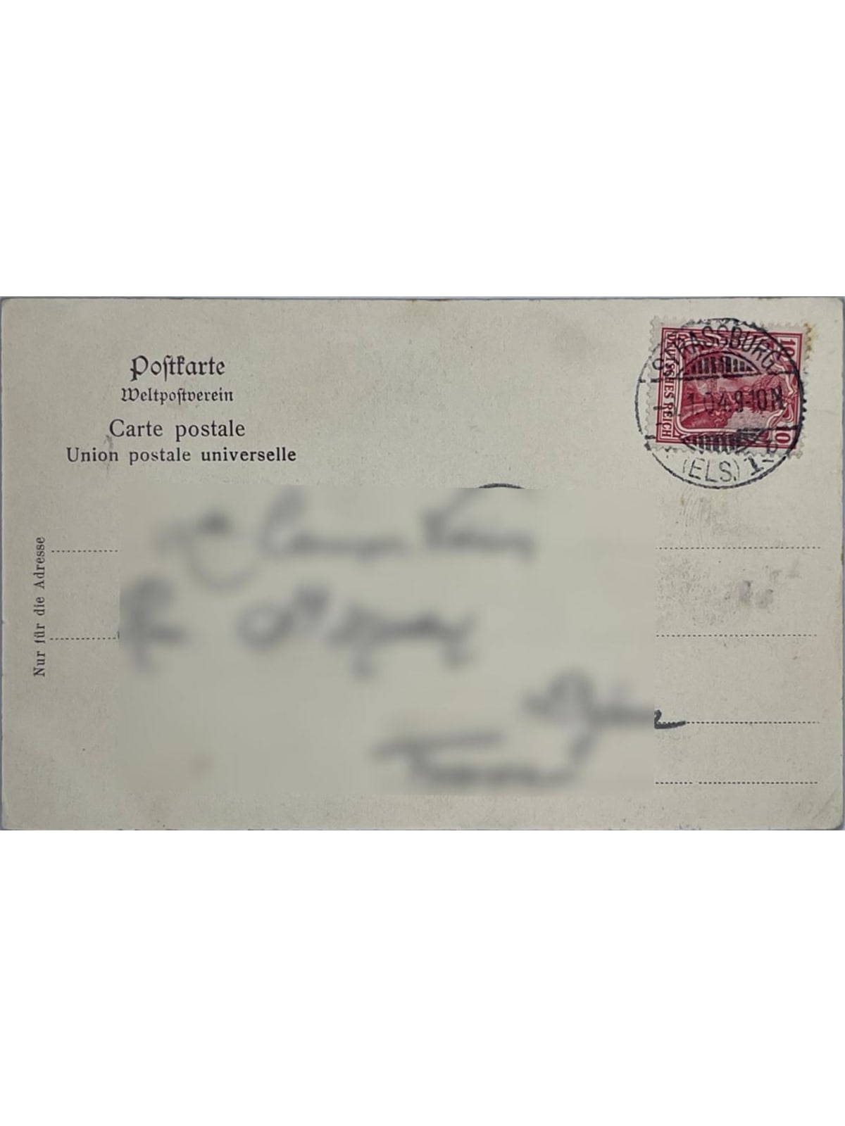 Verso de la carte postale