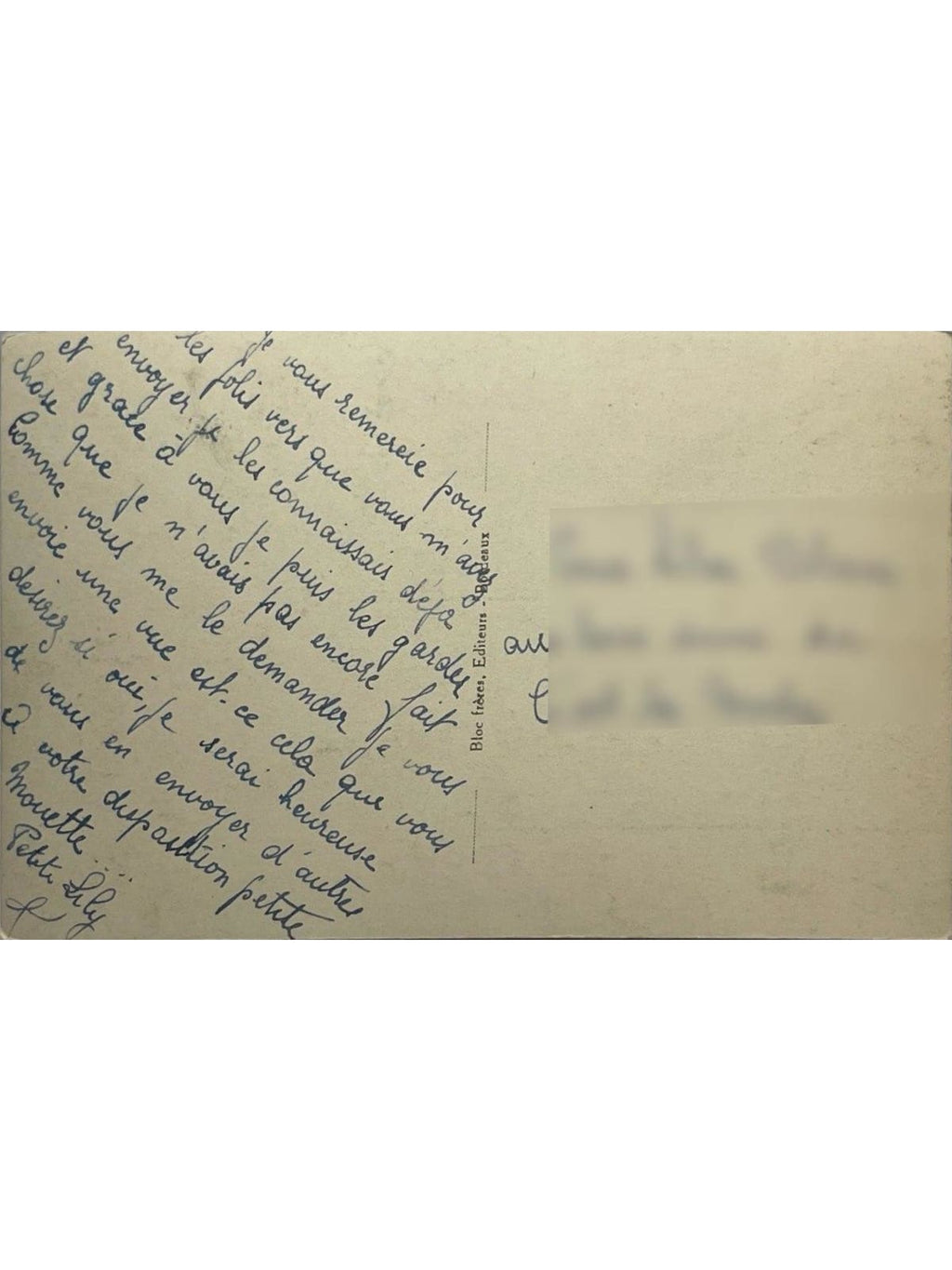 Verso de la carte postale