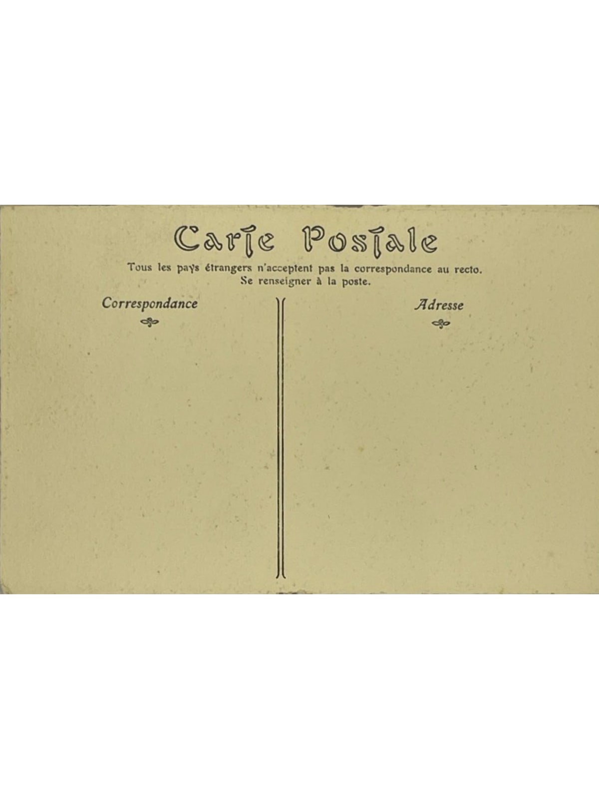 Verso de la carte postale
