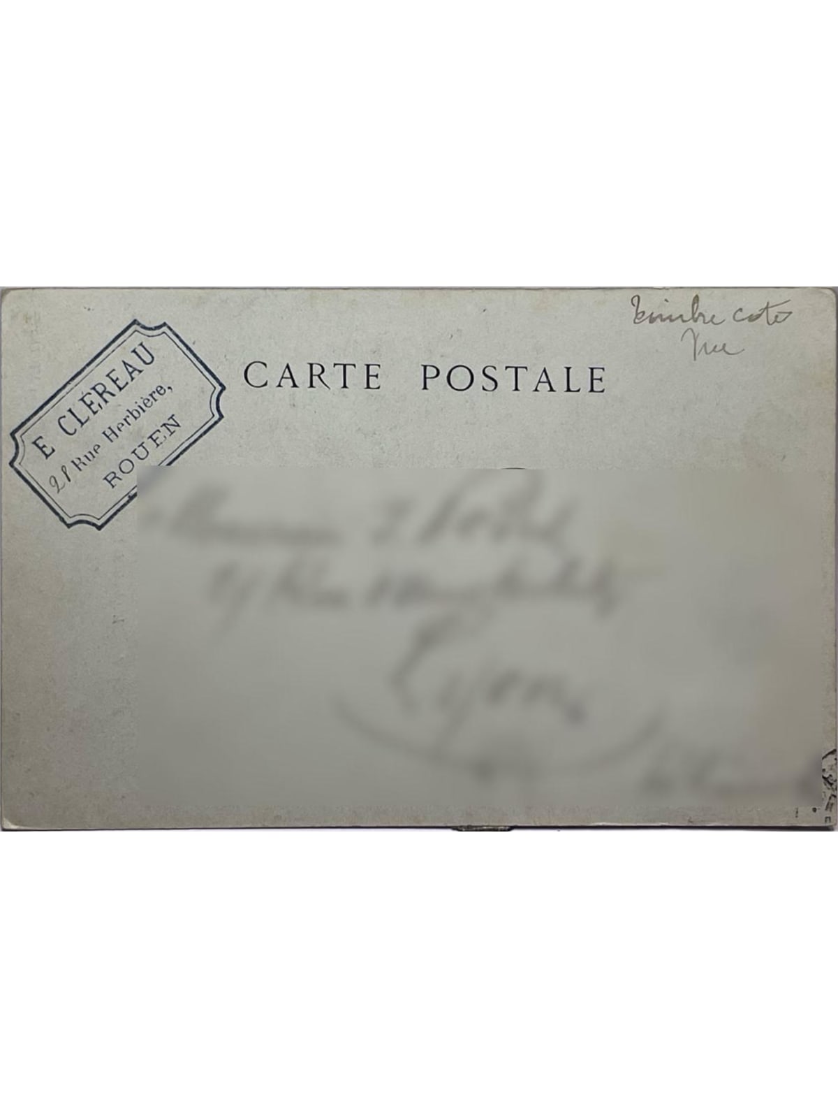 Verso de la carte postale