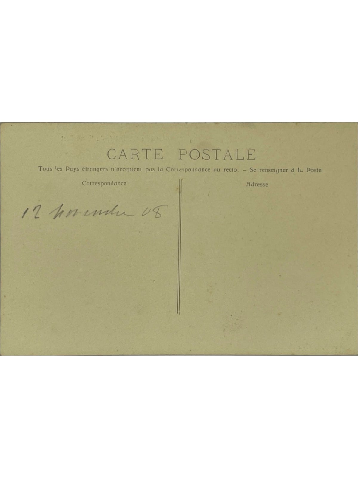 Verso de la carte postale