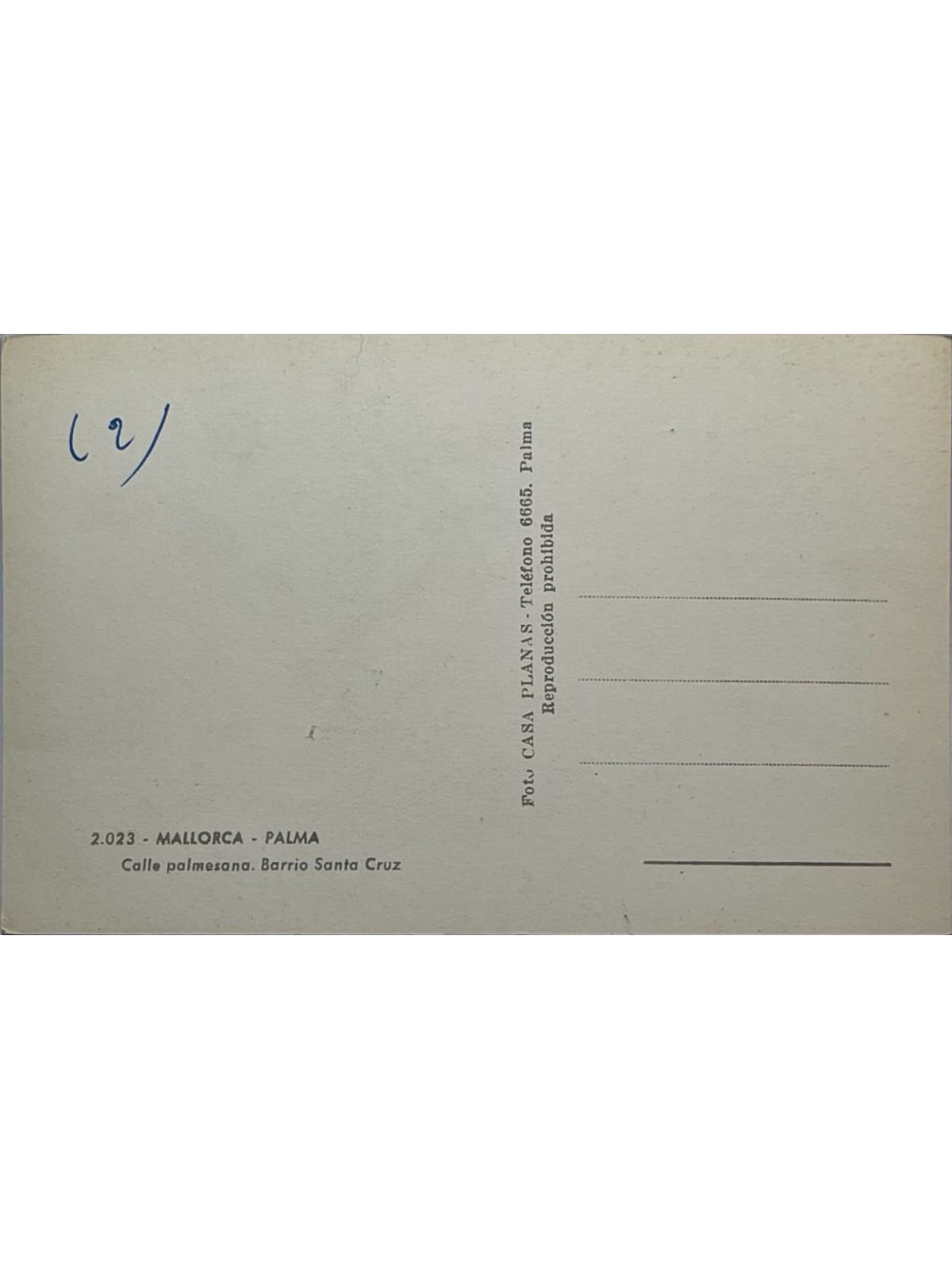 Verso de la carte postale