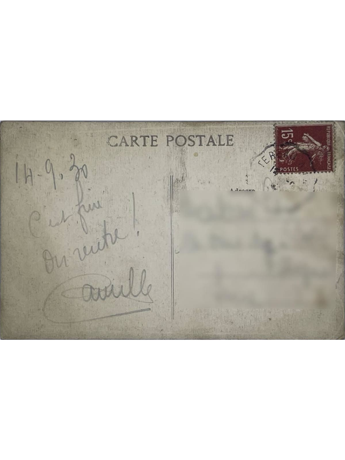 Verso de la carte postale