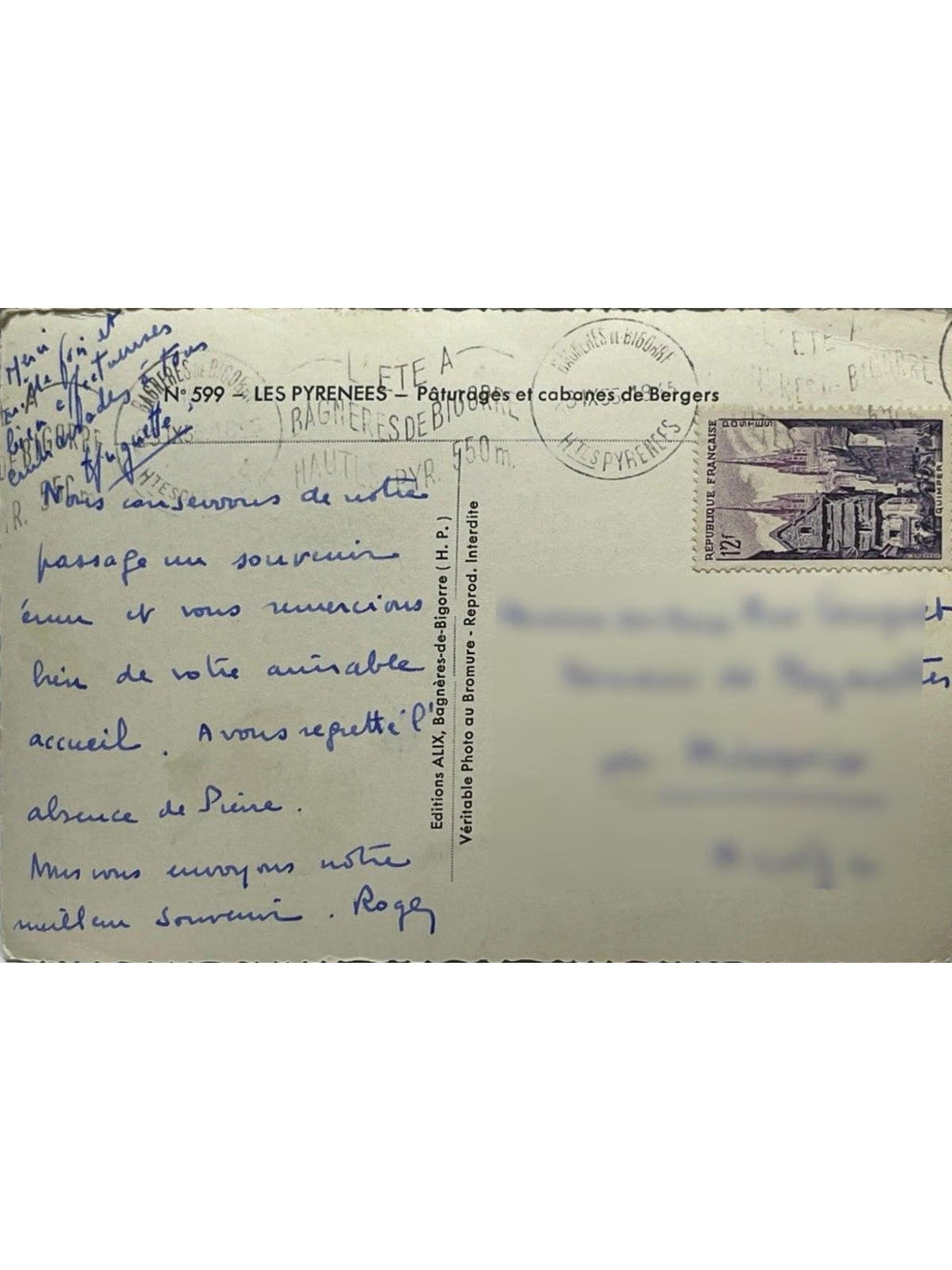 Verso de la carte postale