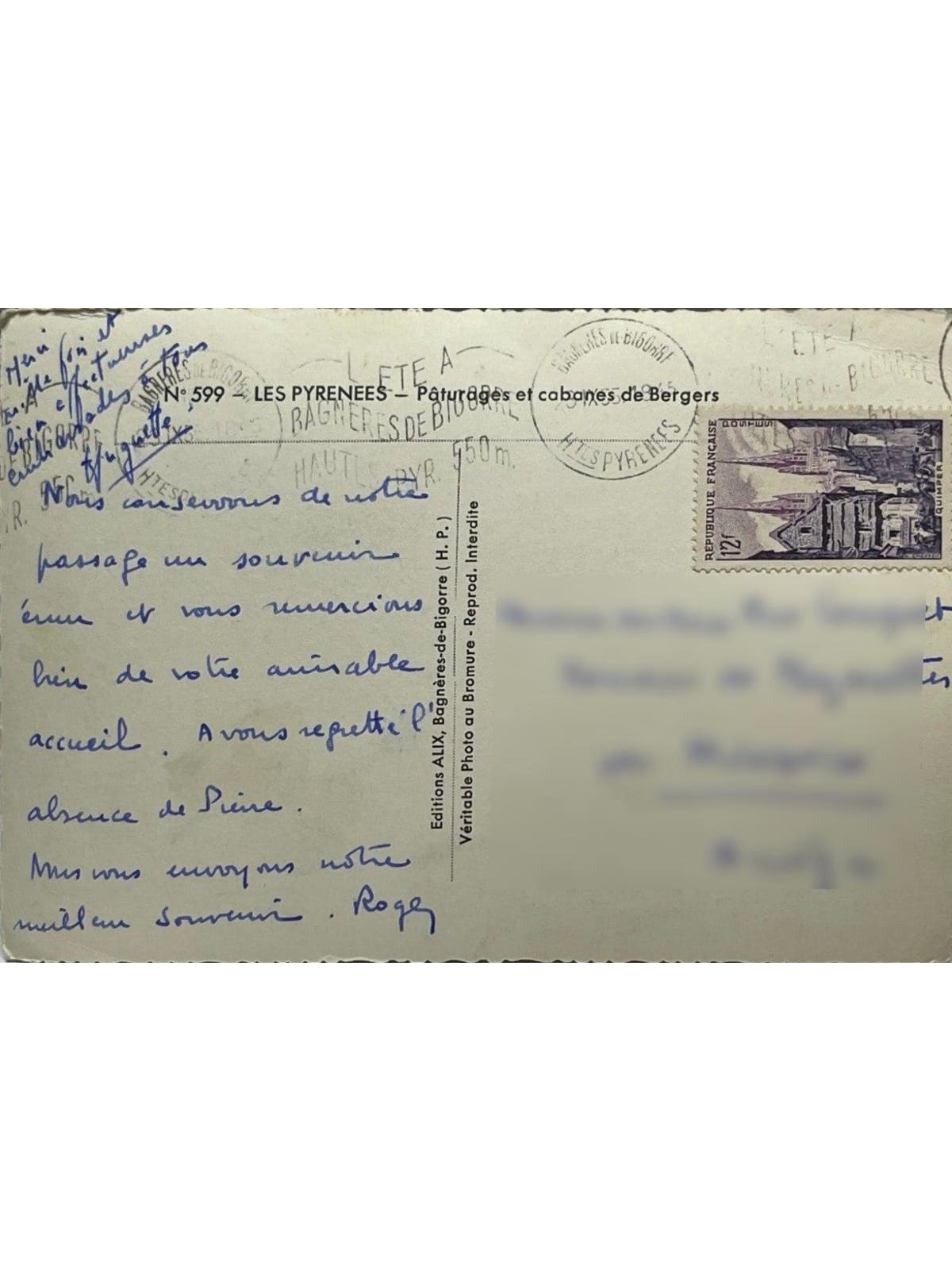 Verso de la carte postale