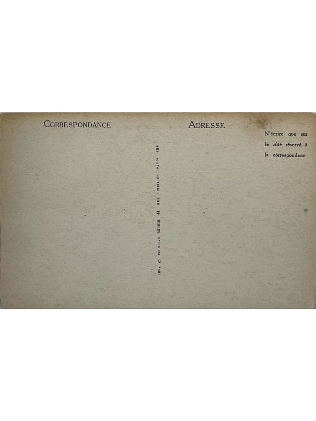 Verso de la carte postale