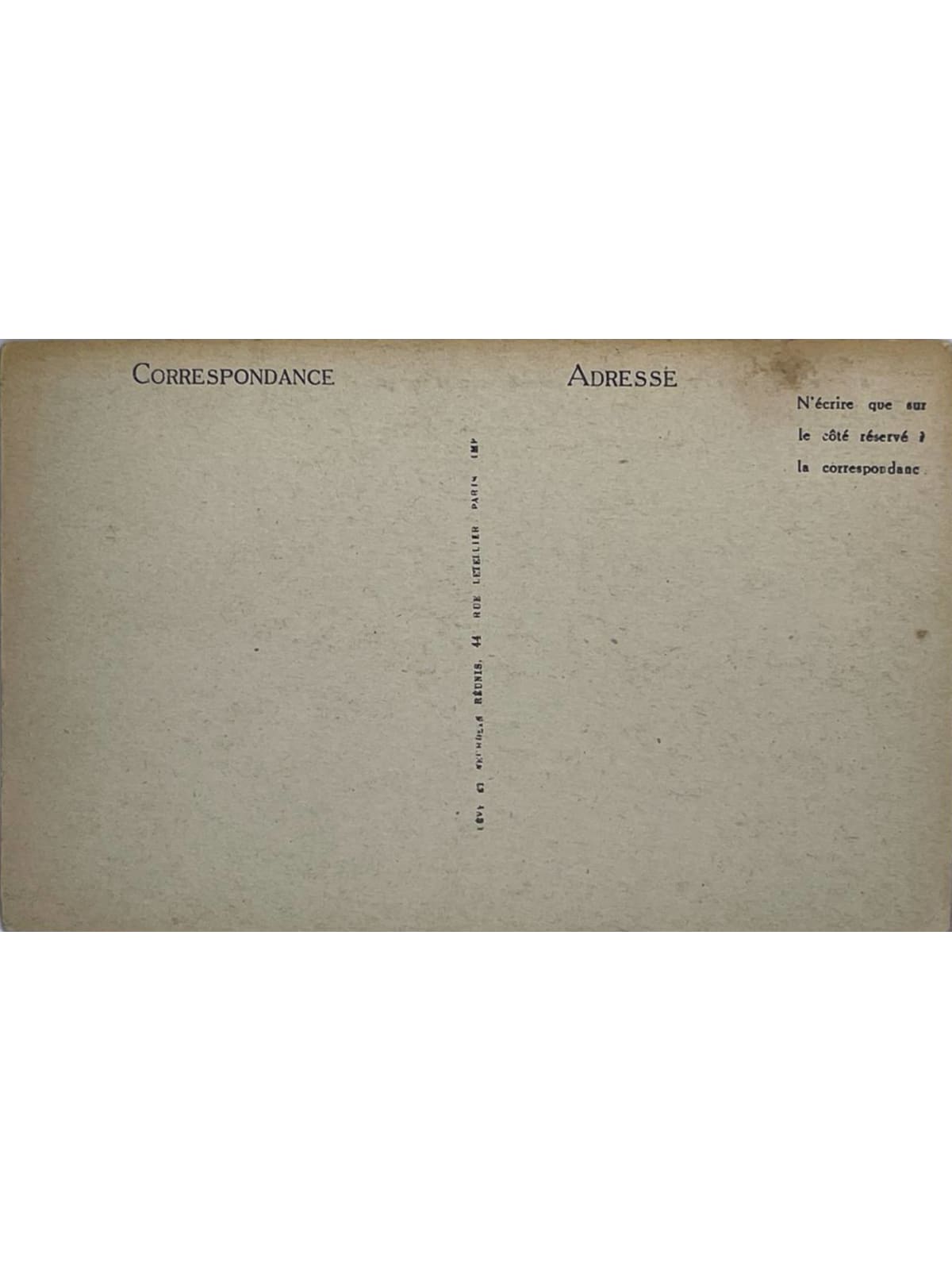Verso de la carte postale