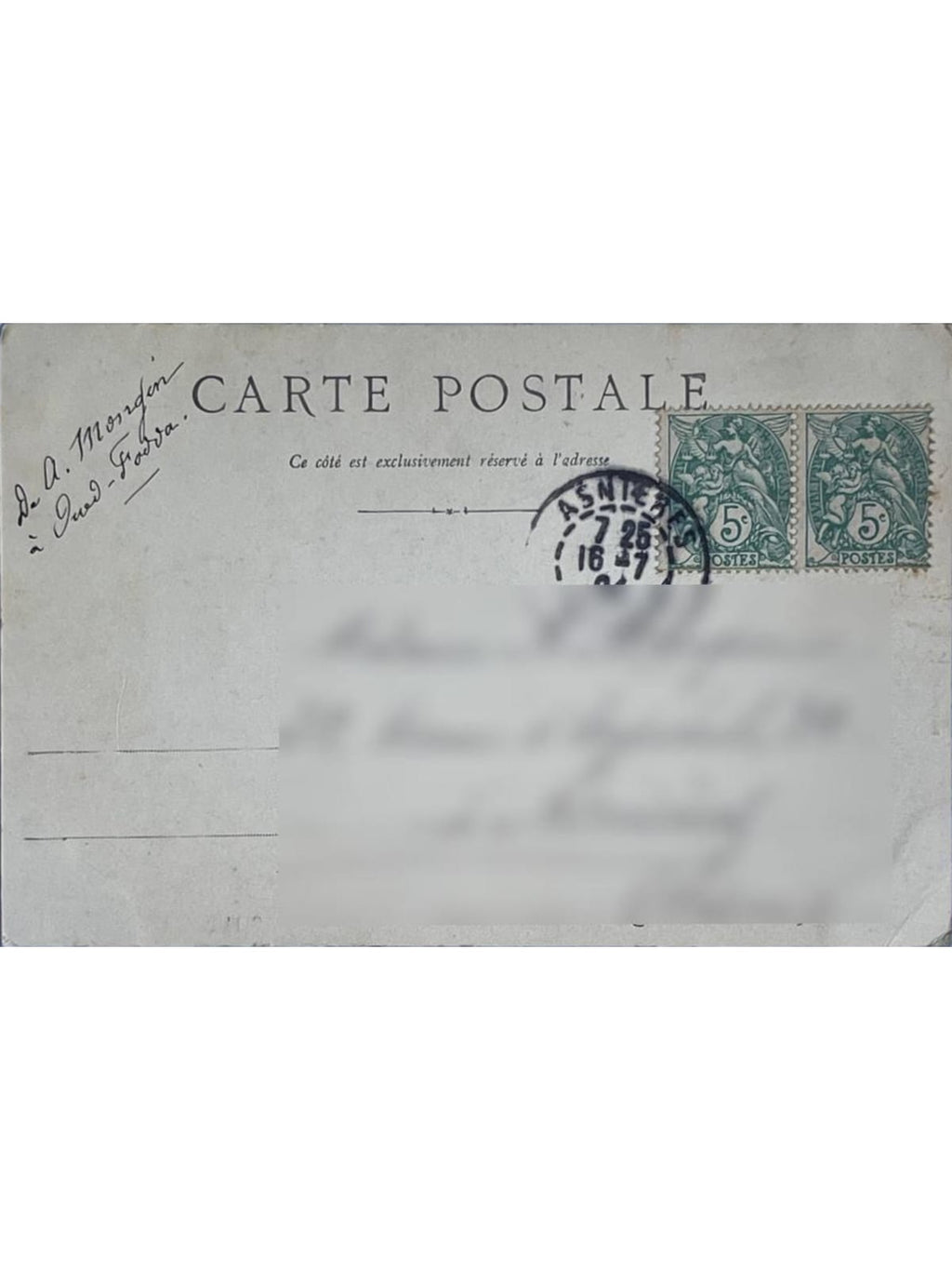 Verso de la carte postale
