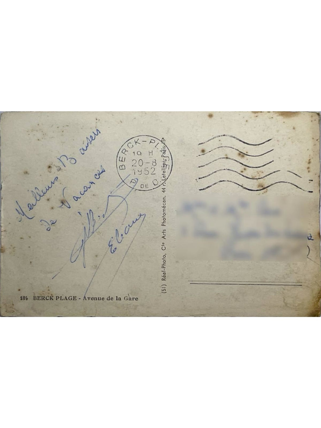 Verso de la carte postale
