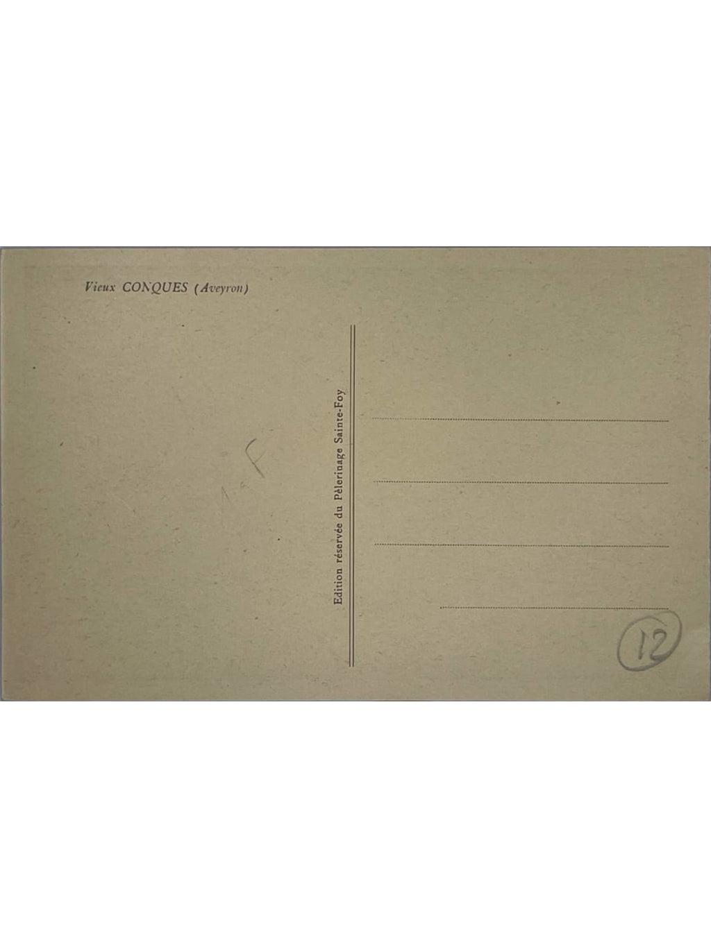 Verso de la carte postale