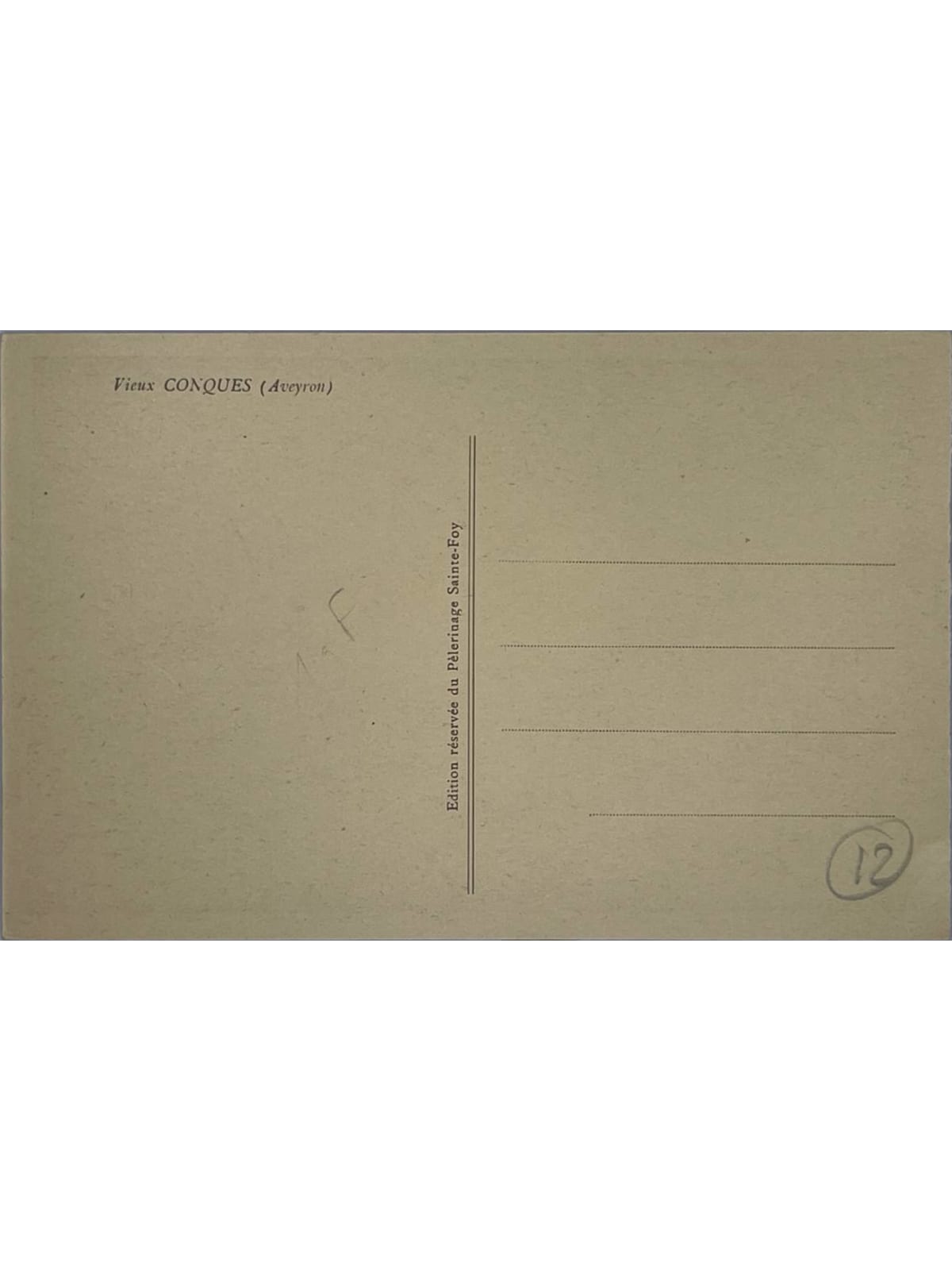 Verso de la carte postale