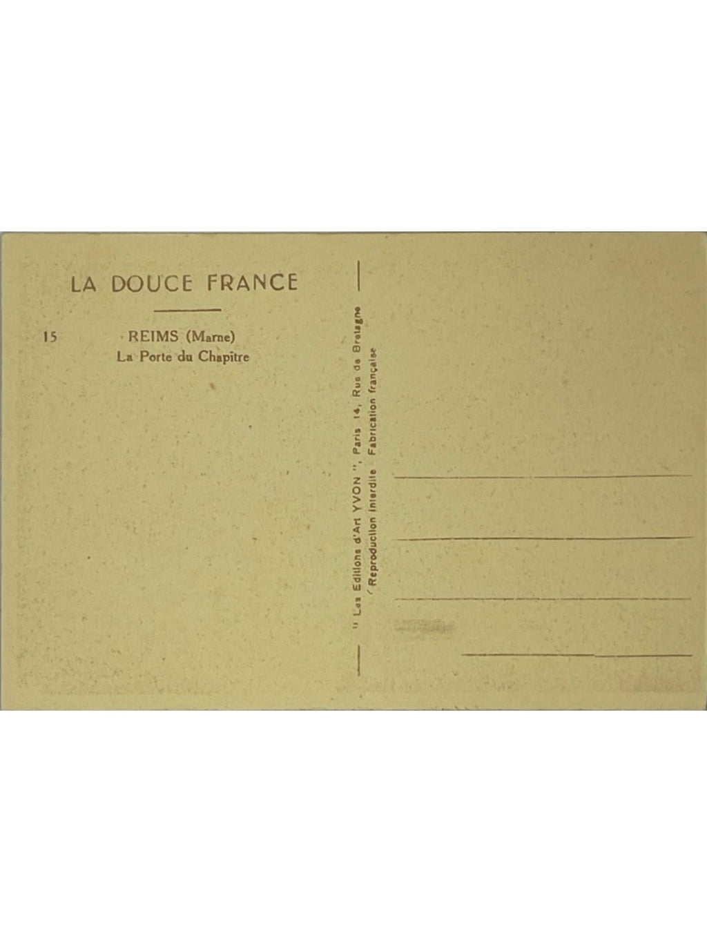 Verso de la carte postale
