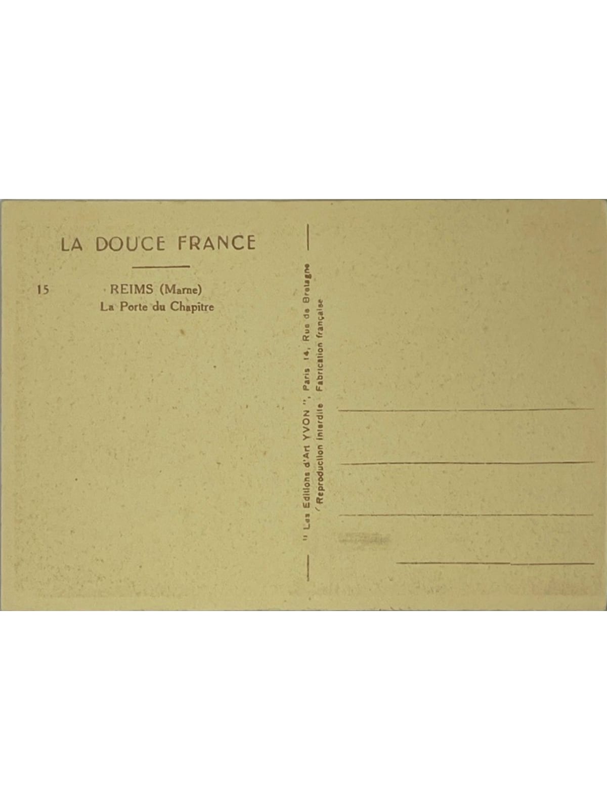 Verso de la carte postale