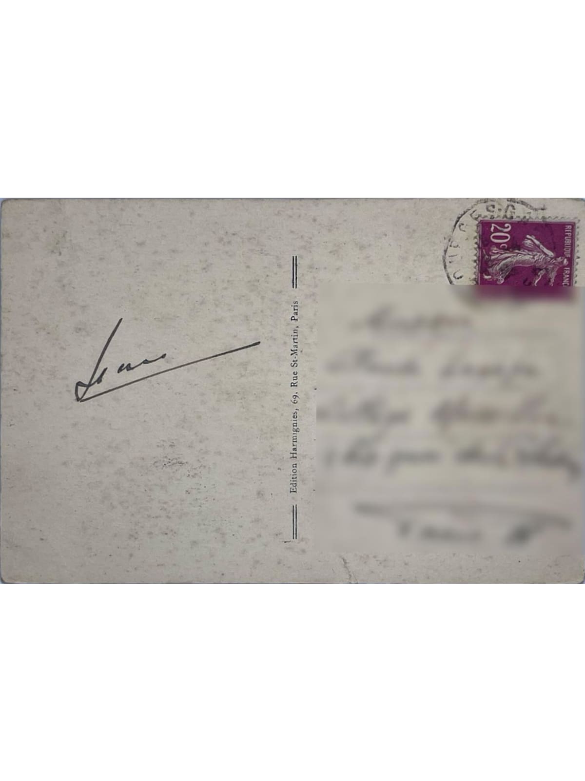 Verso de la carte postale