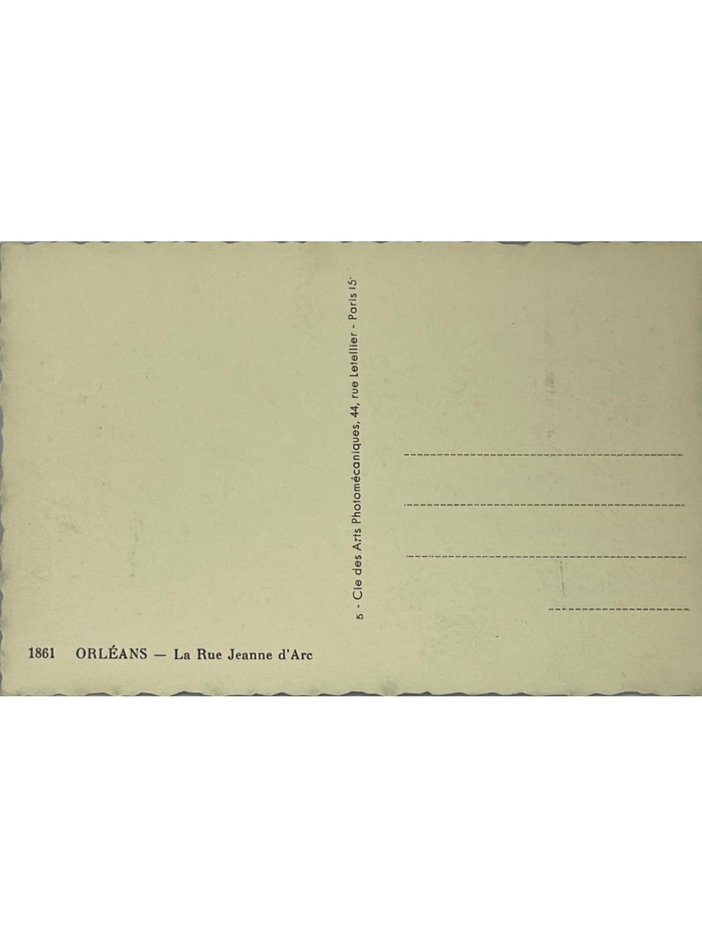 Verso de la carte postale