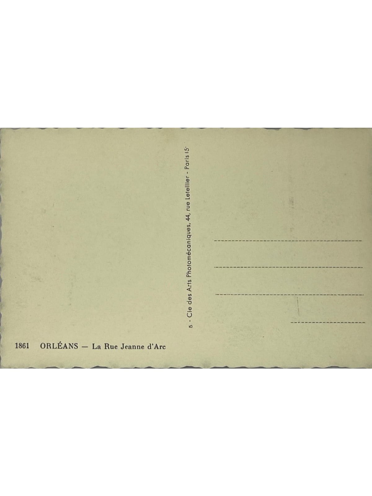 Verso de la carte postale