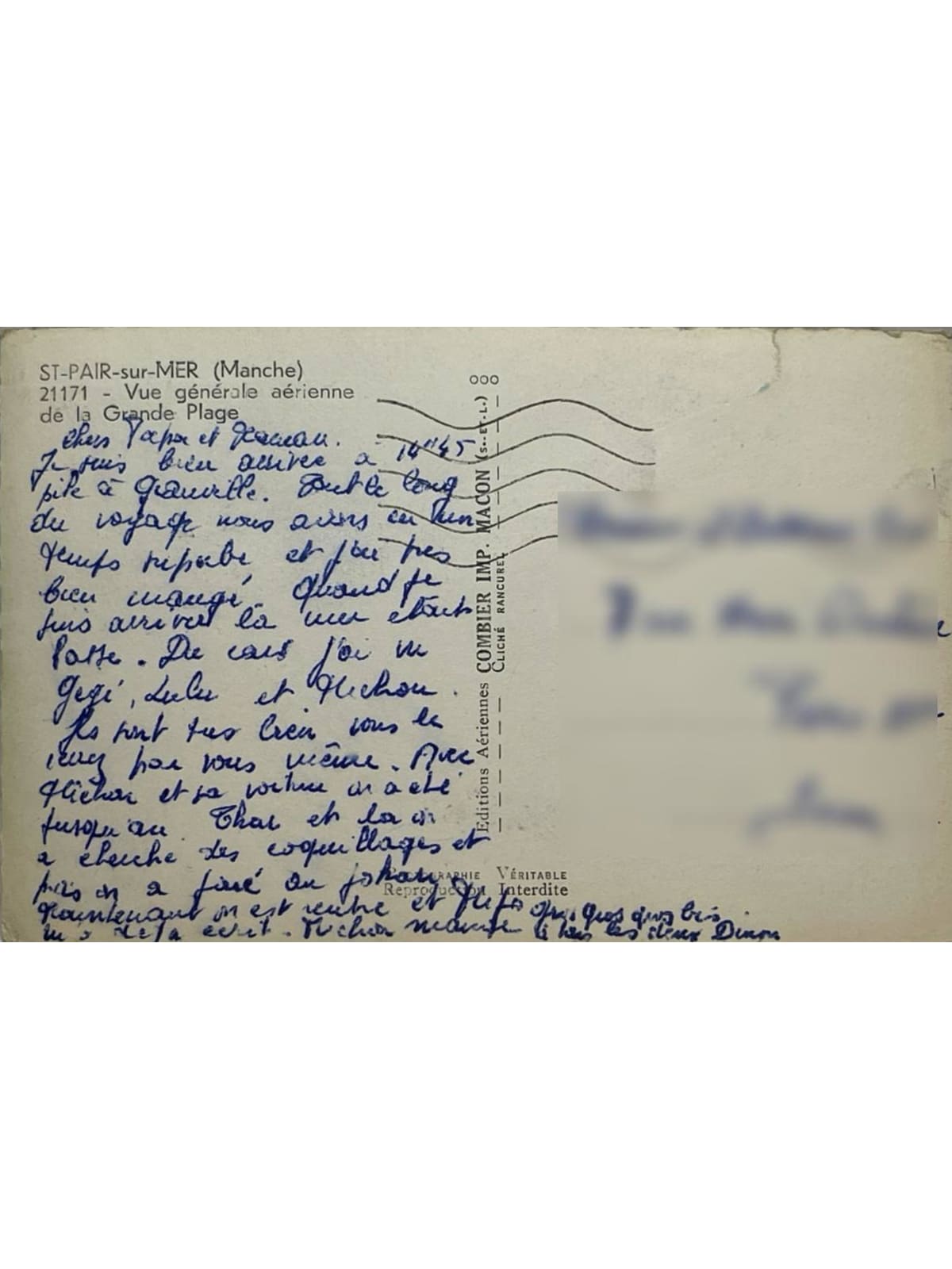 Verso de la carte postale