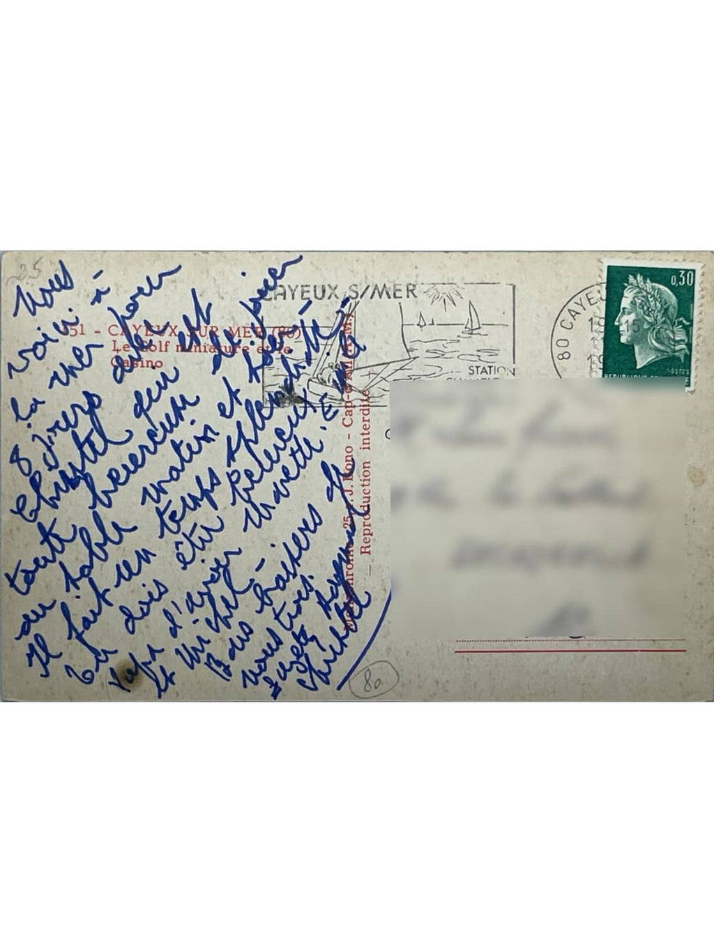 Verso de la carte postale
