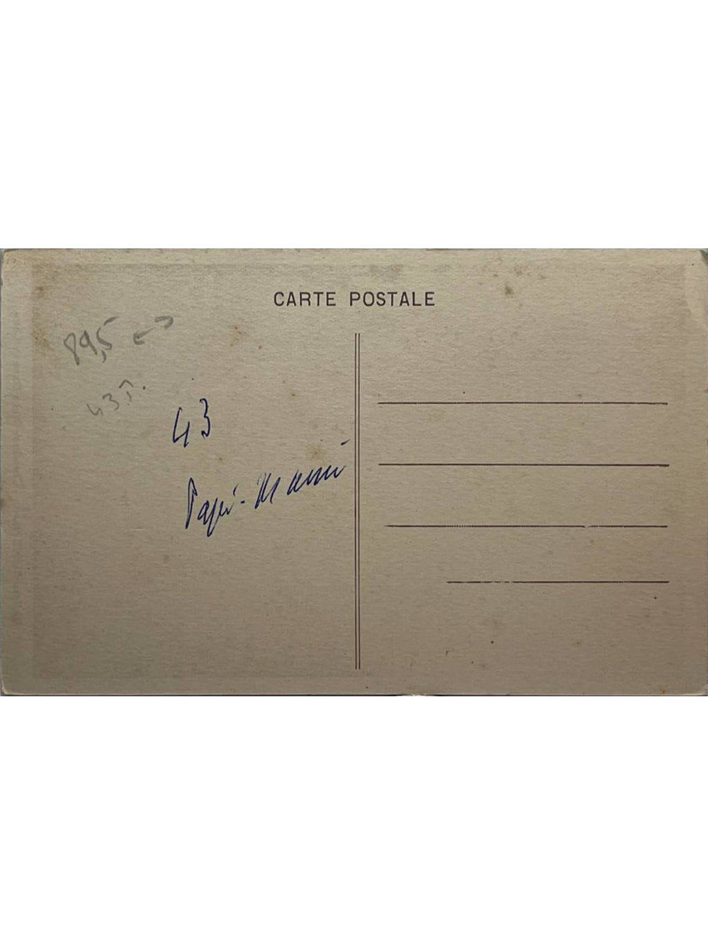Verso de la carte postale