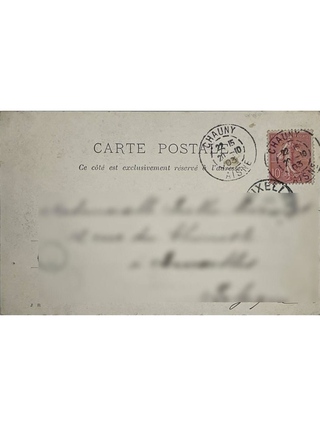 Verso de la carte postale