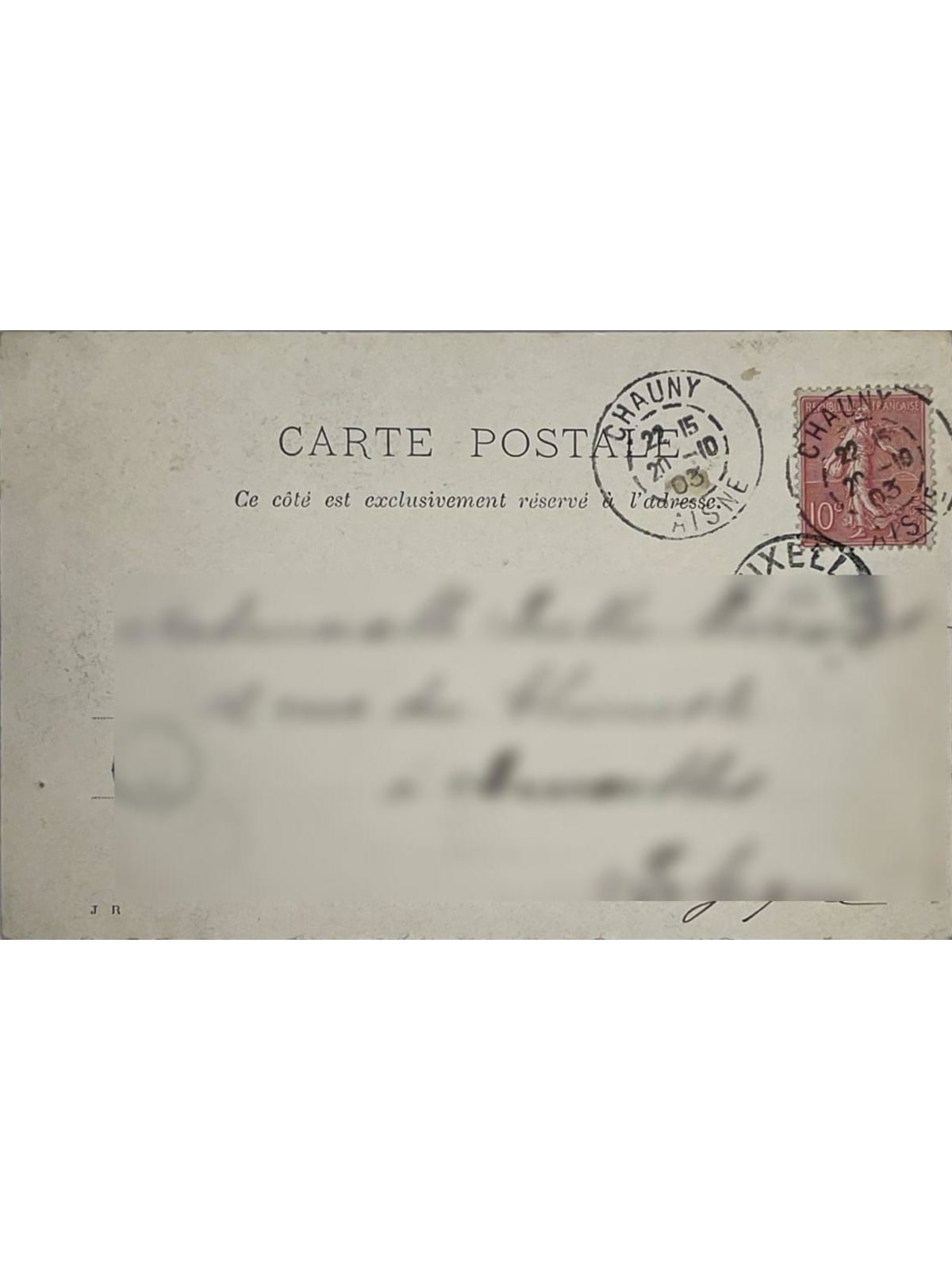 Verso de la carte postale