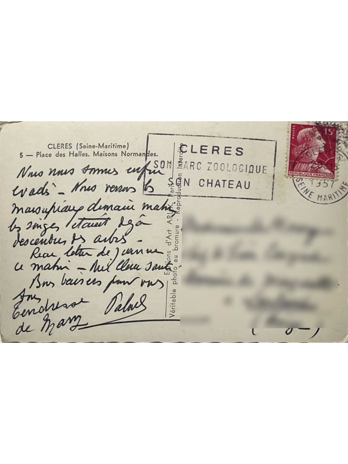 Verso de la carte postale
