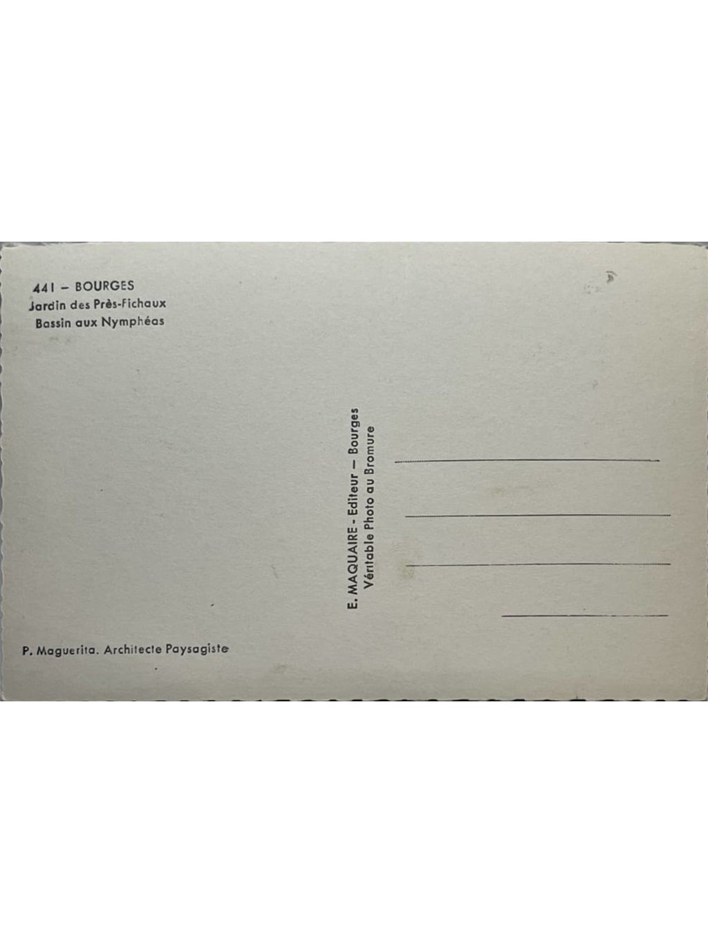 Verso de la carte postale