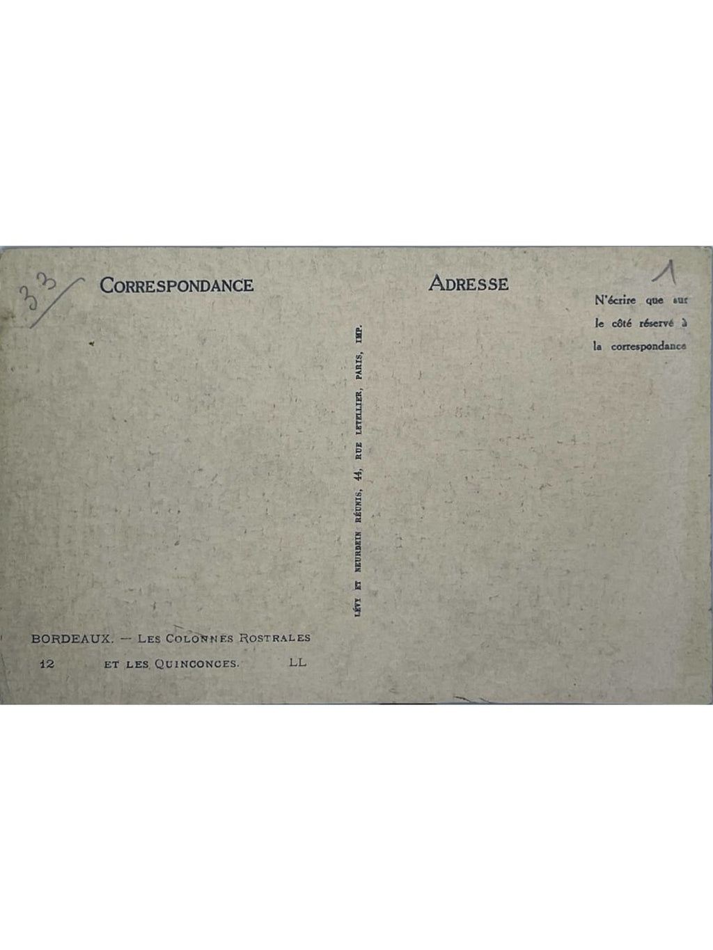 Verso de la carte postale