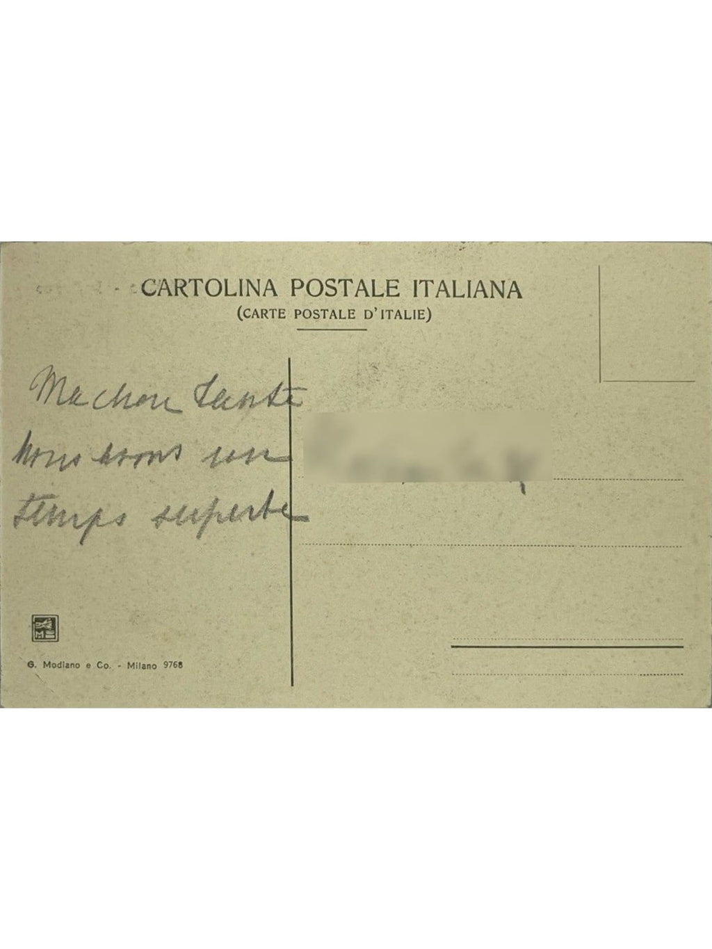 Verso de la carte postale