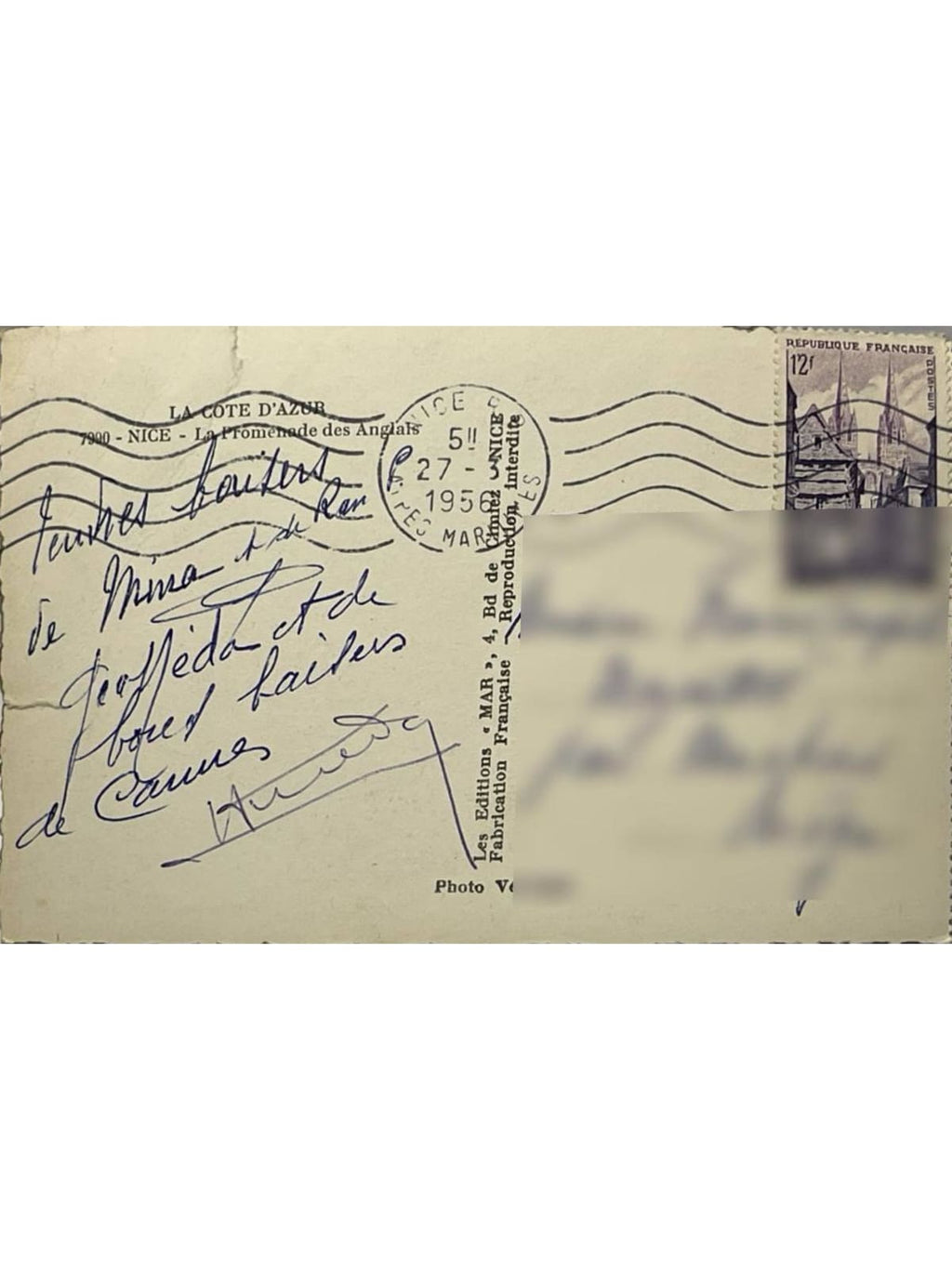 Verso de la carte postale