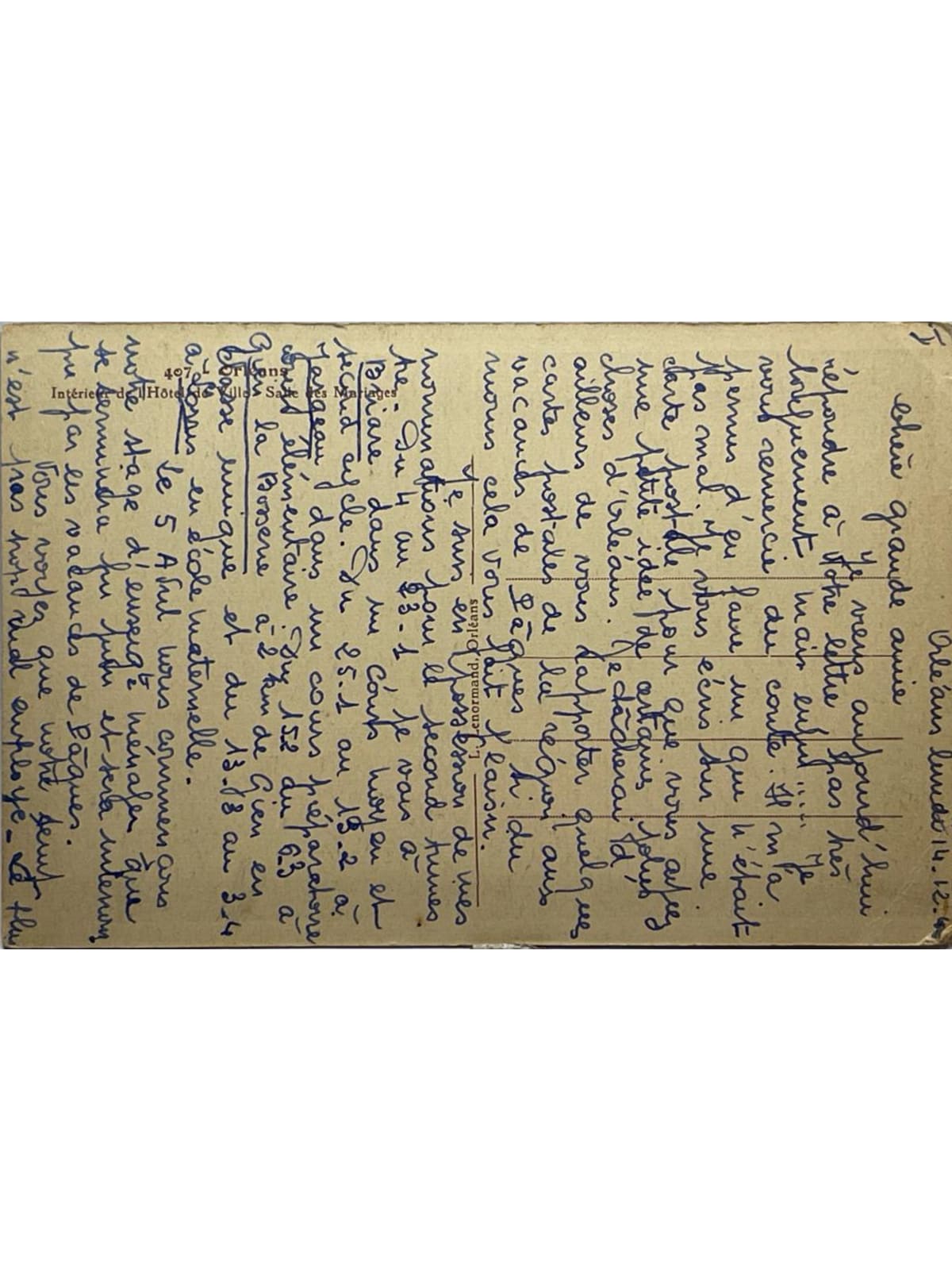 Verso de la carte postale