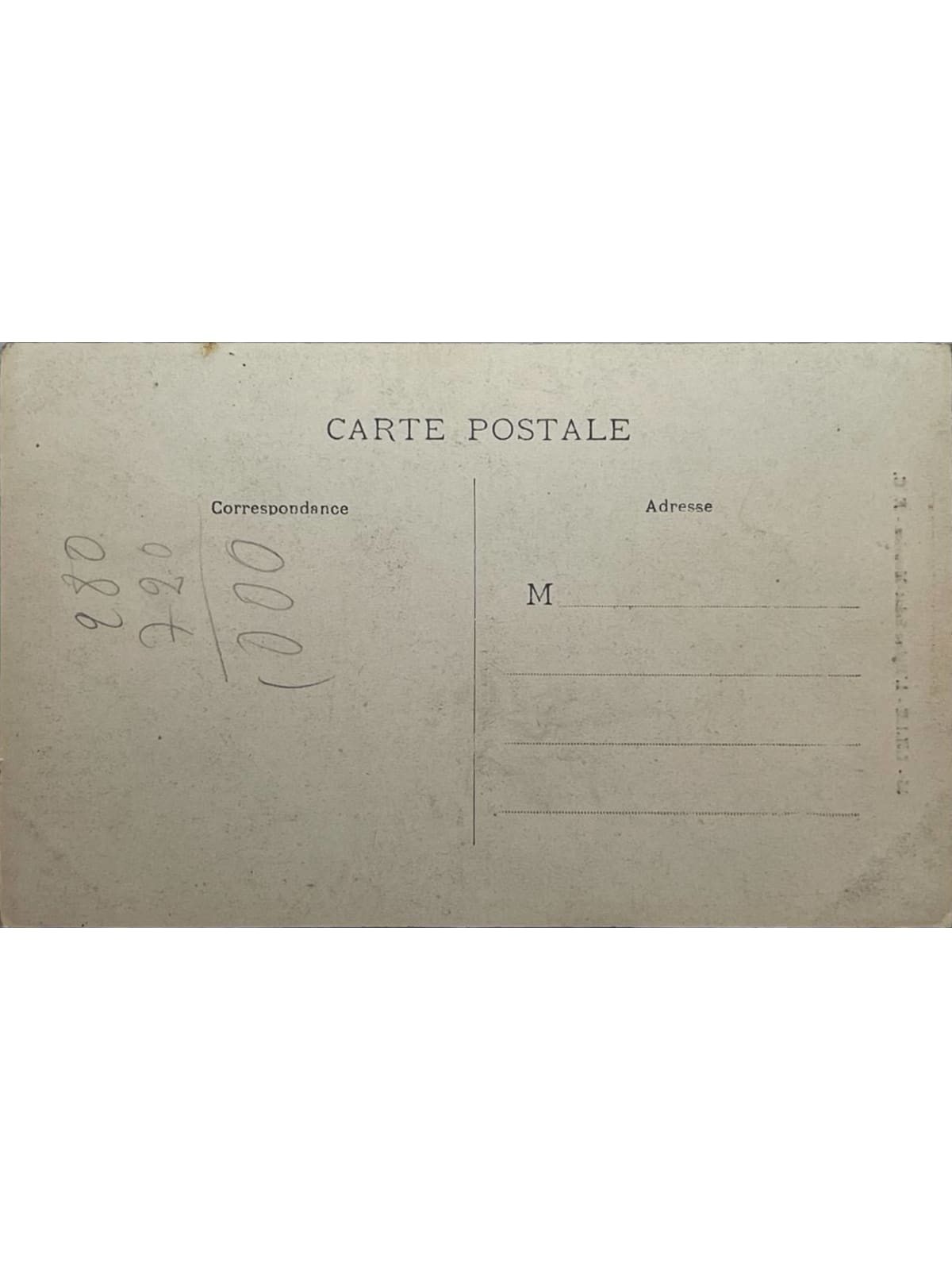 Verso de la carte postale