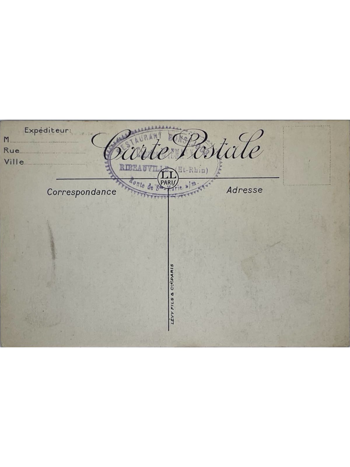 Verso de la carte postale