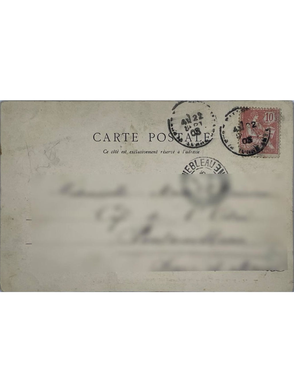 Verso de la carte postale