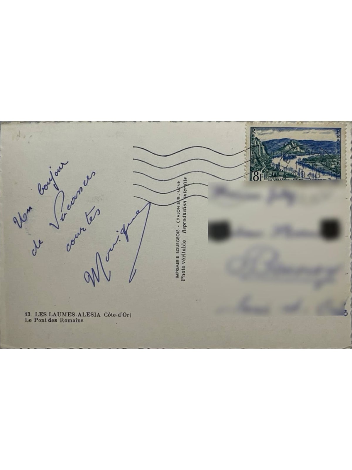 Verso de la carte postale