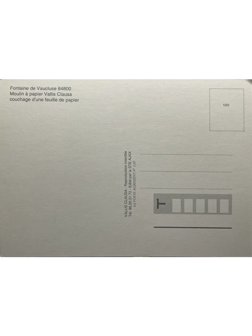 Verso de la carte postale