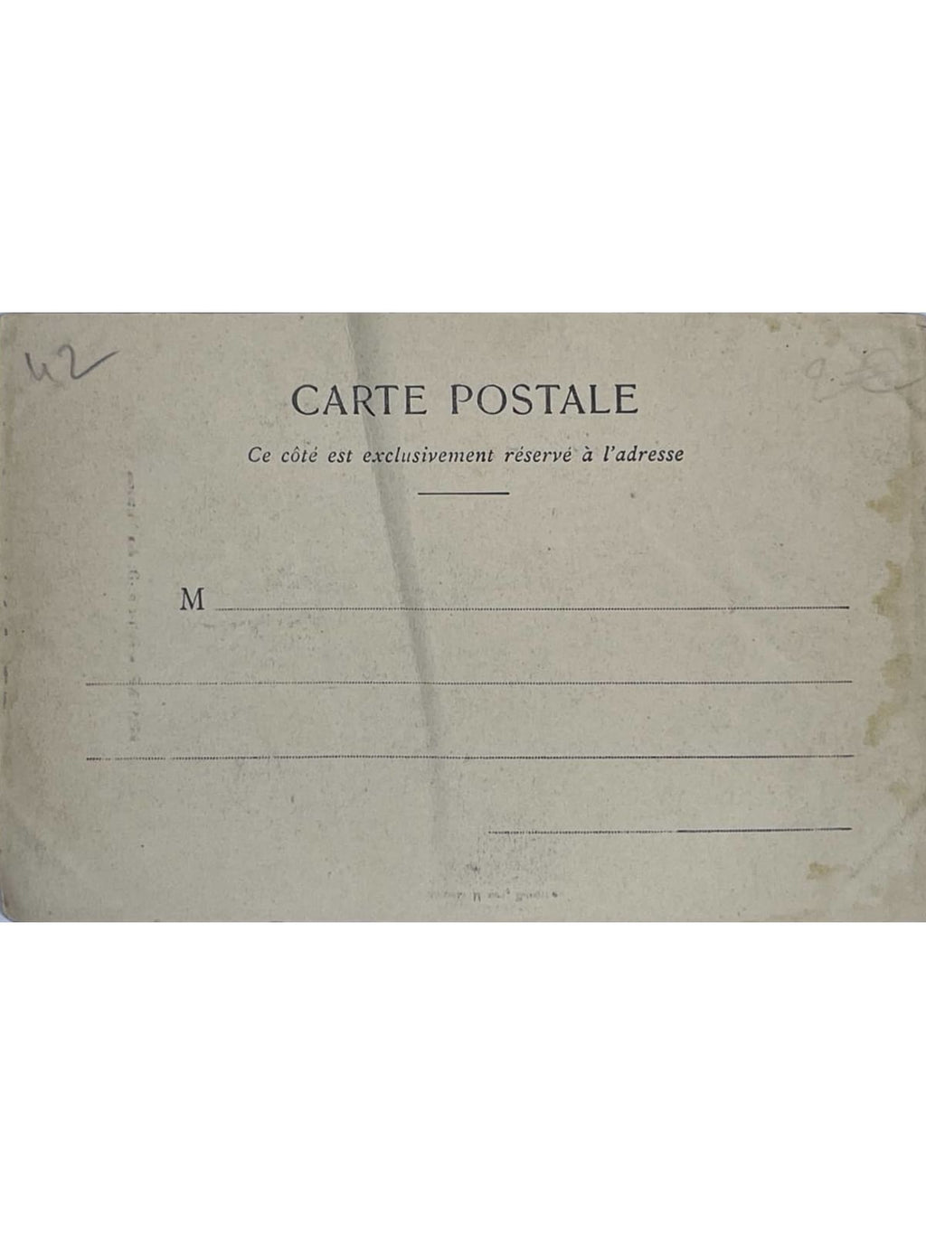 Verso de la carte postale