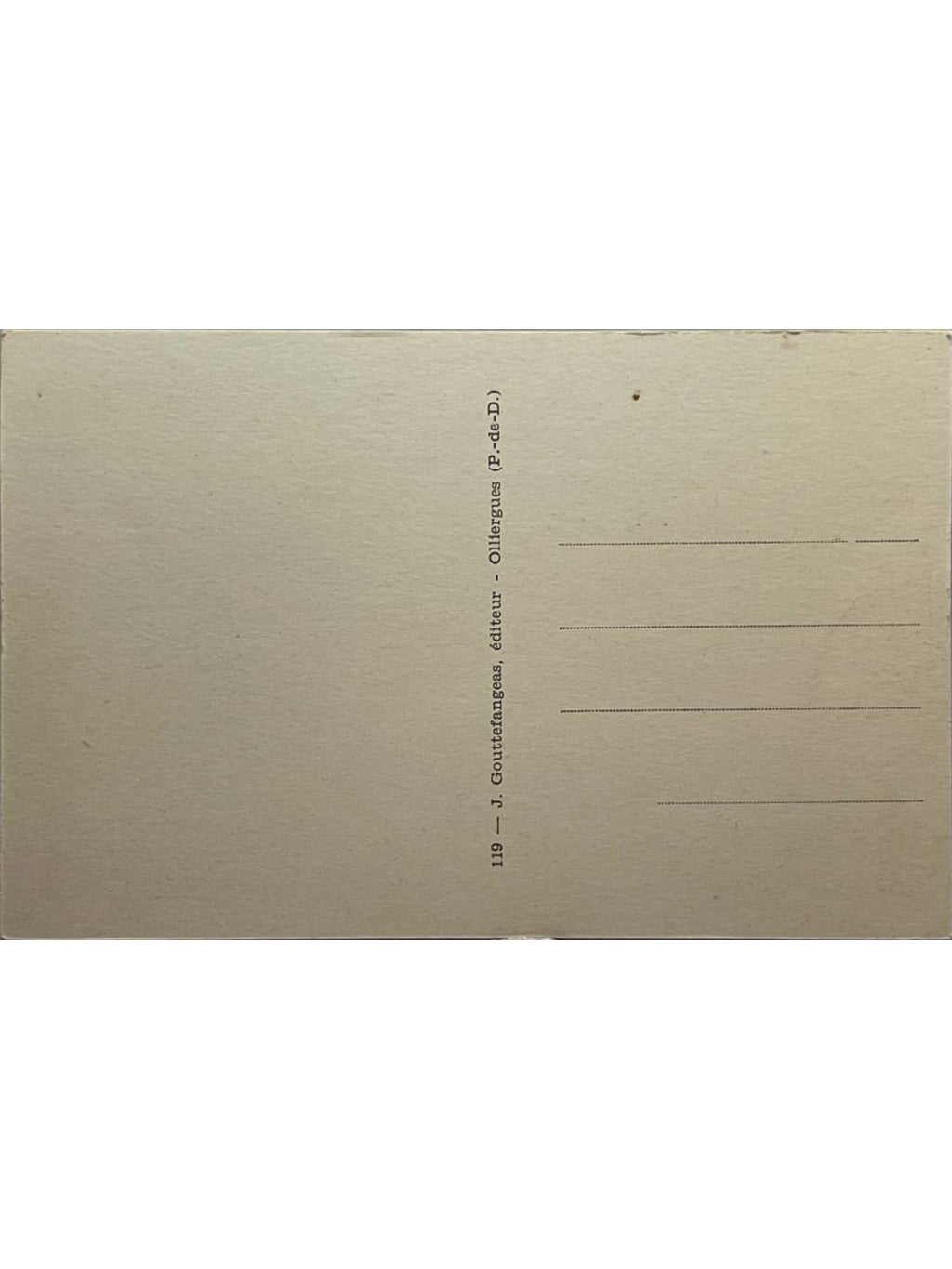 Verso de la carte postale