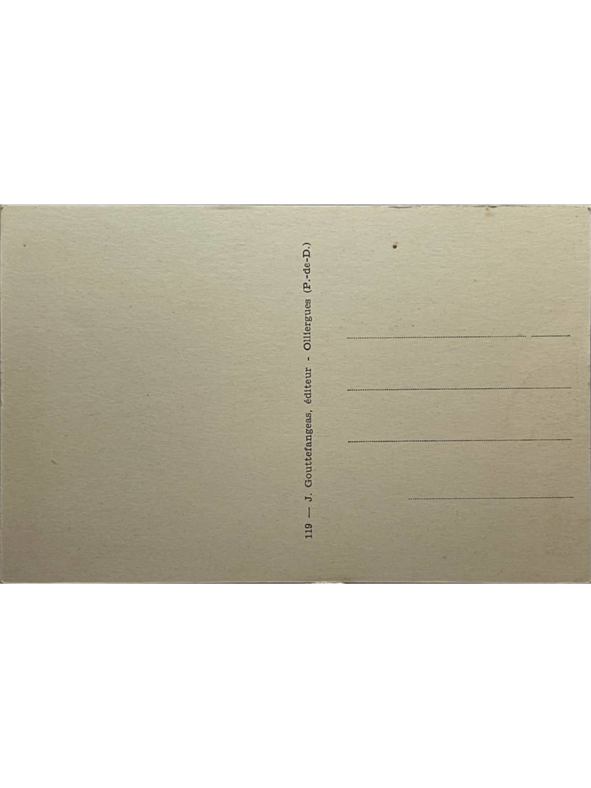 Verso de la carte postale