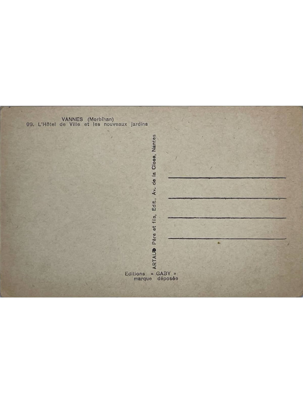 Verso de la carte postale