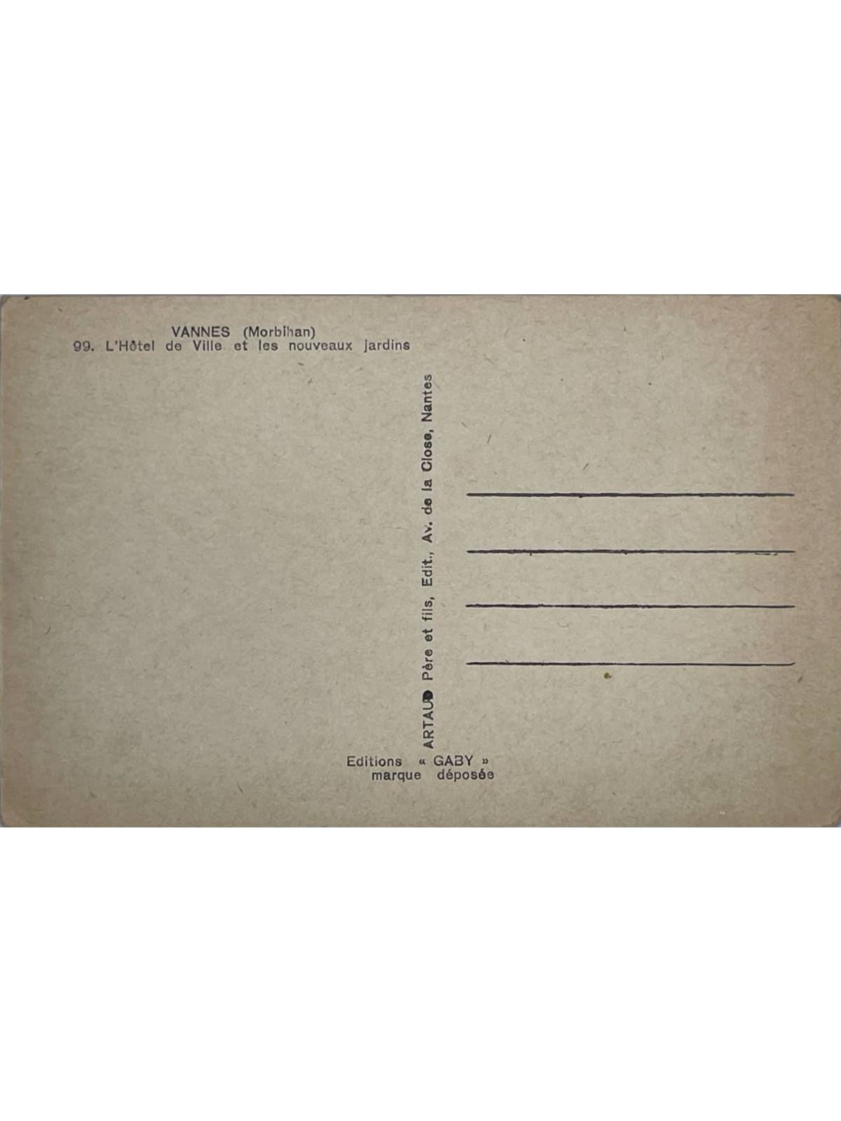 Verso de la carte postale