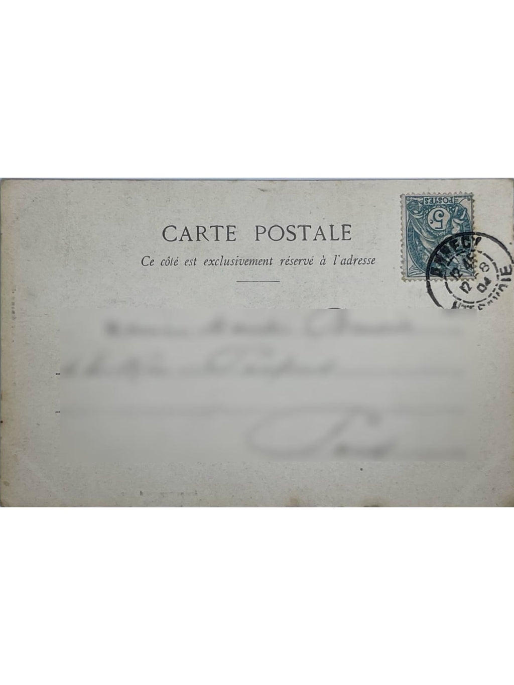 Verso de la carte postale