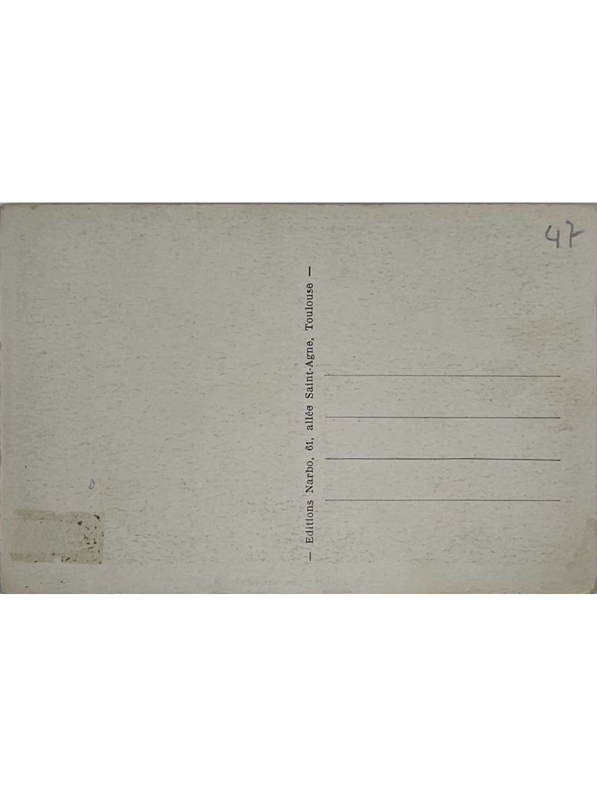 Verso de la carte postale