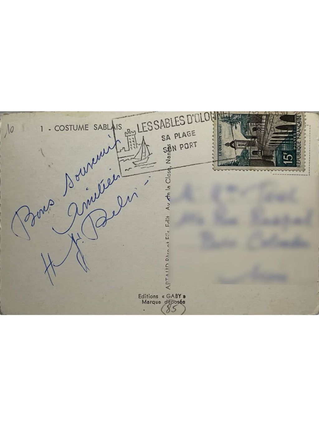 Verso de la carte postale