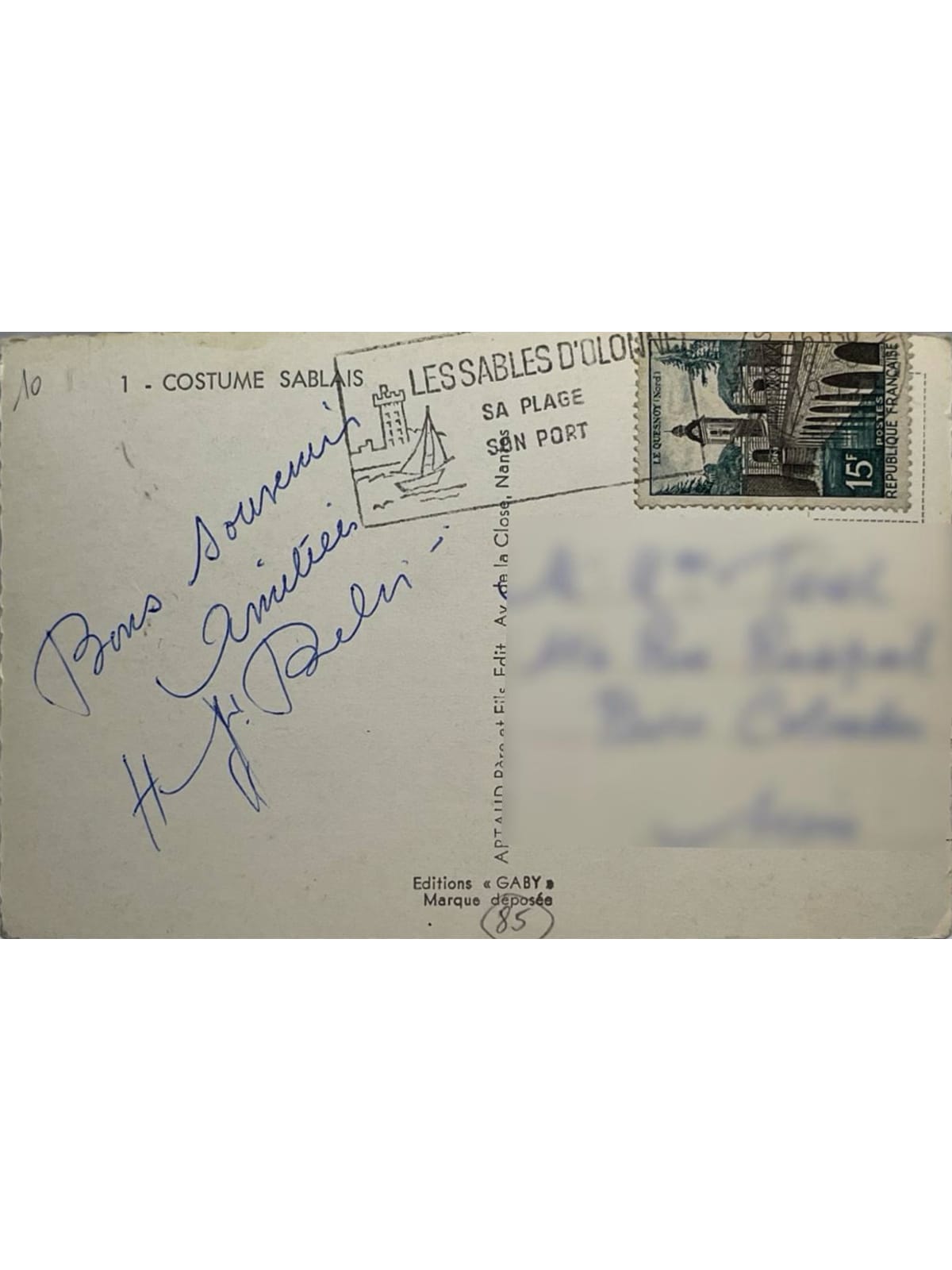 Verso de la carte postale